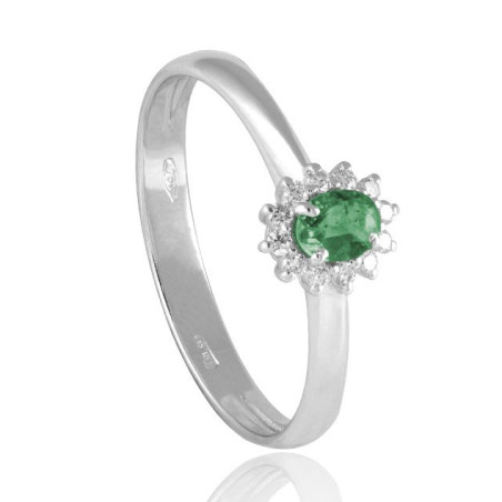 ANILLO COMPROMISO CON DIAMANTES Y ESMERALDA