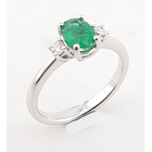 ANILLO COMPROMISO CON DIAMANTES  Y ESMERALDA