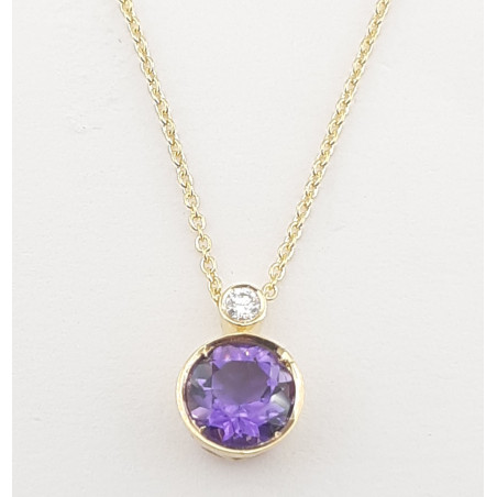 COLLAR AMATISTA Y DIAMANTE
