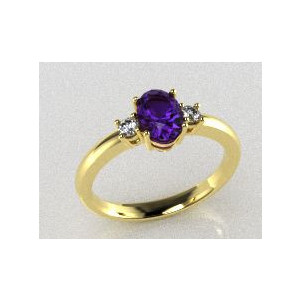 ANILLO COMPROMISO CON DIAMANTES Y AMATISTA