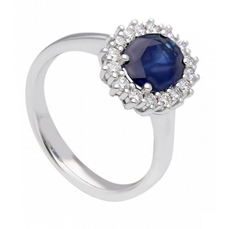 ANILLO COMPROMISO CON DIAMANTES Y ZAFIRO AZUL