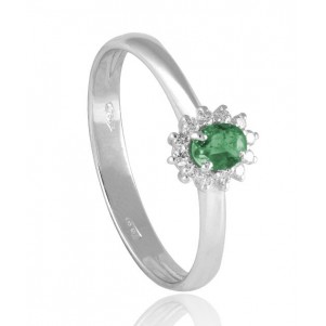 ANILLO COMPROMISO CON DIAMANTES Y ESMERALDA