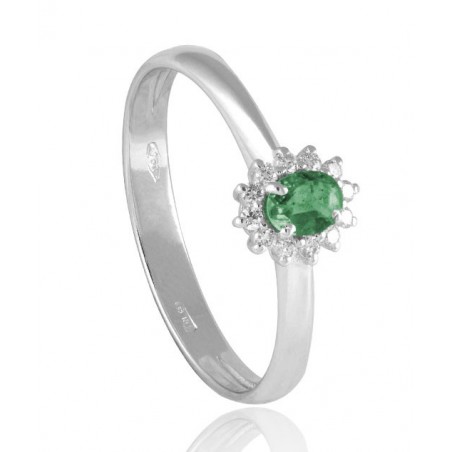 ANILLO COMPROMISO CON DIAMANTES Y ESMERALDA