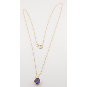 COLLAR AMATISTA Y DIAMANTE