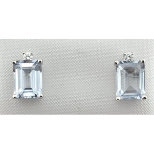 PENDIENTES AGUA MARINA Y DIAMANTES