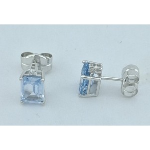 PENDIENTES AGUA MARINA Y DIAMANTES
