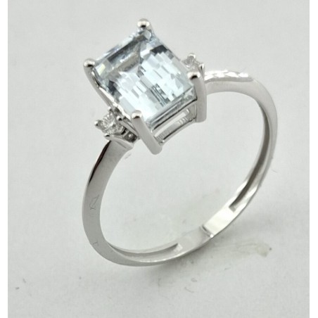 ANILLO COMPROMISO CON DIAMANTES Y AGUA MARINA