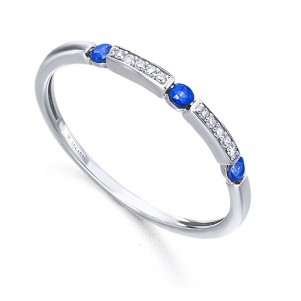 ANILLO COMPROMISO CON DIAMANTES Y ZAFIRO AZUL