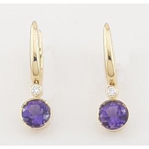 PENDIENTES AMATISTA Y DIAMANTE