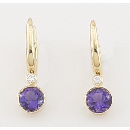 PENDIENTES AMATISTA Y DIAMANTE