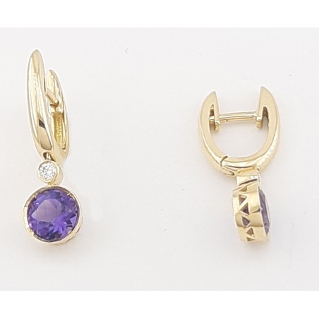 PENDIENTES AMATISTA Y DIAMANTE