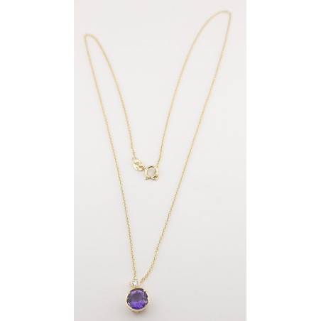 COLLAR AMATISTA Y DIAMANTE