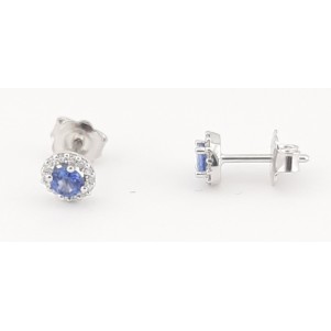 PENDIENTES DIAMANTES Y ZAFIRO AZUL