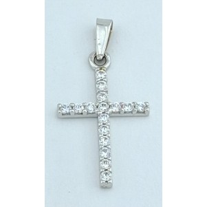  CRUZ DE ORO BLANCO CON CIRCONITAS