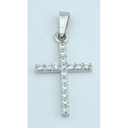  CRUZ DE ORO BLANCO CON CIRCONITAS