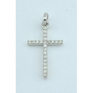 CRUZ ORO BLANCO CON DIAMANTES