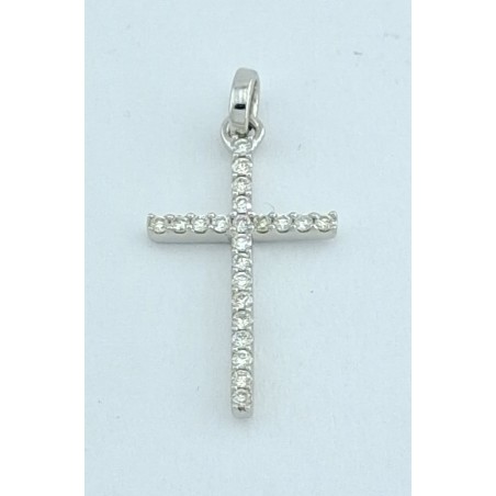 CRUZ ORO BLANCO CON DIAMANTES