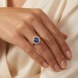 ANILLO COMPROMISO CON DIAMANTES Y ZAFIRO AZUL