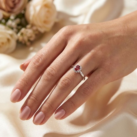 ANILLO COMPROMISO CON DIAMANTES Y RUBI