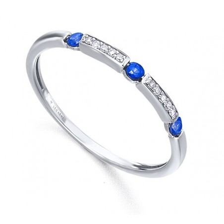 ANILLO COMPROMISO CON DIAMANTES Y ZAFIRO AZUL