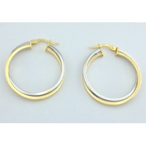 PENDIENTES AROS EN ORO BICOLOR 18KILATES