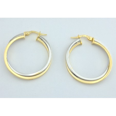 PENDIENTES AROS EN ORO BICOLOR 18KILATES