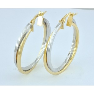 PENDIENTES AROS EN ORO BICOLOR 18KILATES