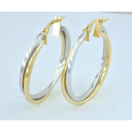 PENDIENTES AROS EN ORO BICOLOR 18KILATES