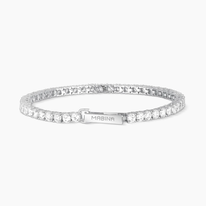 Pulsera Mabina Tennis Club para Mujer en Plata Rodiada y Circonitas Blancas