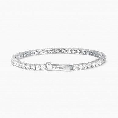 Pulsera Mabina Tennis Club para Mujer en Plata Rodiada y Circonitas Blancas