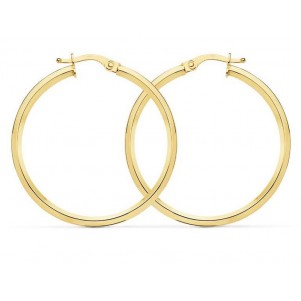 PENDIENTES MUJER AROS LISOS TUBO REDONDO ORO 18K.