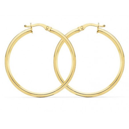 PENDIENTES MUJER AROS LISOS TUBO REDONDO ORO 18K.