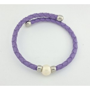 PULSERA MUJER PIEL Y PERLA AGUA DULCE BARROCA