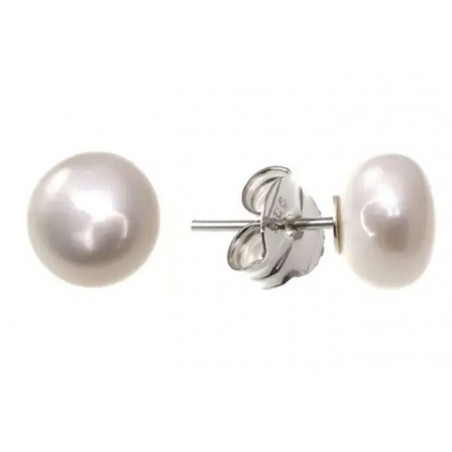 PENDIENTES MUJER CON PERLA BOTON DE AGUA DULCE