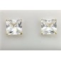 PENDIENTES CIRCONITA CUADRADA PLATA BAÑO ORO 