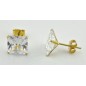PENDIENTES CIRCONITA CUADRADA PLATA BAÑO ORO 