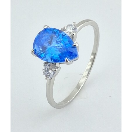 ANILLO MUJER PLATA TRILOGIA PIEDRA AZUL 
