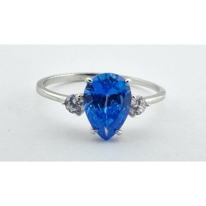 ANILLO MUJER PLATA TRILOGIA PIEDRA AZUL 