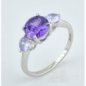 ANILLO MUJER PLATA TRILOGIA PIEDRA LILA
