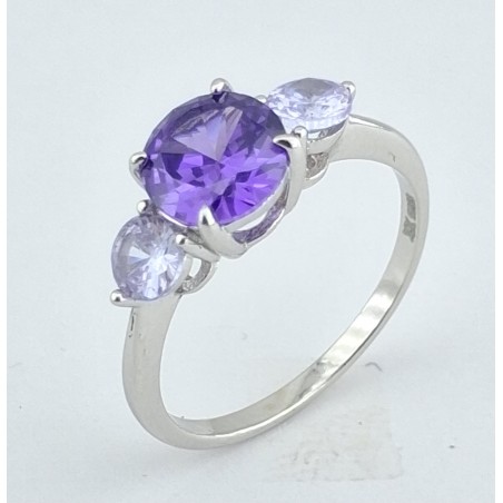 ANILLO MUJER PLATA TRILOGIA PIEDRA LILA