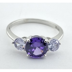 ANILLO MUJER PLATA TRILOGIA PIEDRA LILA