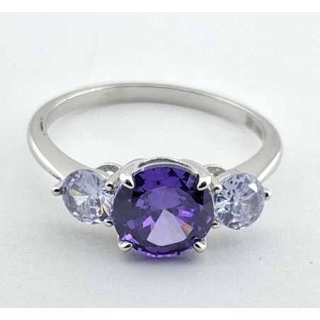 ANILLO MUJER PLATA TRILOGIA PIEDRA LILA
