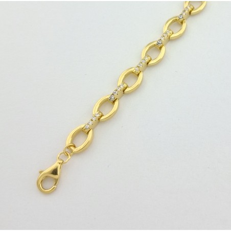 PULSERA M UJER PLATA BAÑO ORO Y CIRCONITAS BLANCAS