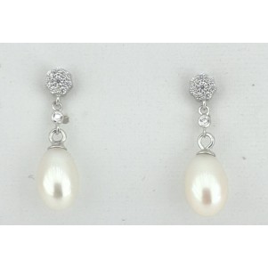 PENDIENTES MUJER COLGANTE CON PERLA FORMA PERA