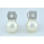 PENDIENTES TU-YO ORO BLANCO DIAMANTES CON  PERLAS