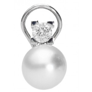 PENDIENTES TU-YO ORO BLANCO DIAMANTES PERLA  