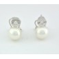 PENDIENTES MUJER TU-YO ORO BLANCO DIAMANTES PERLAS