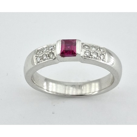 ANILLO COMPROMISO CON RUBI Y DIAMANTES