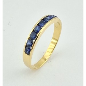 ANILLO MEDIA ALIANZA ORO AMARILLO ZAFIROS AZULES