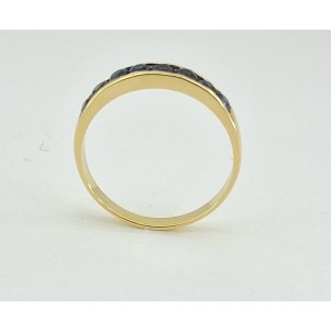 ANILLO MEDIA ALIANZA ORO AMARILLO ZAFIROS AZULES
